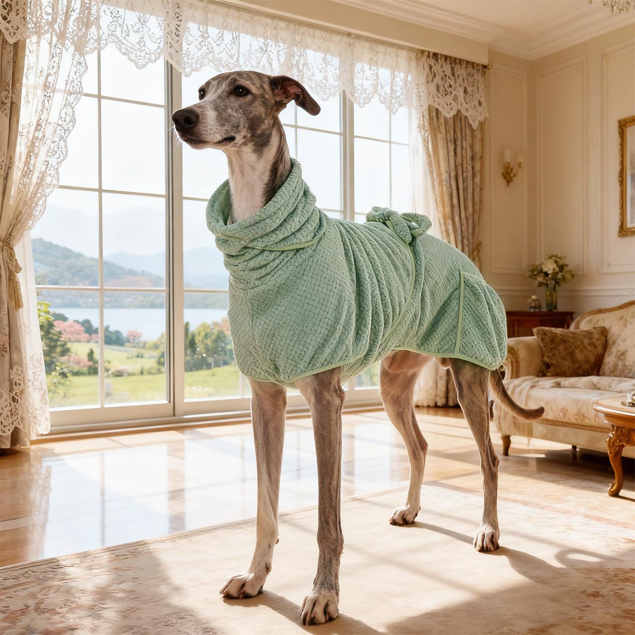 Pet bathrobe strong absorbent dog bathrobe soft thermal bathrobe absorbent quick drying bath dog nightgown clothes colore verde militare
