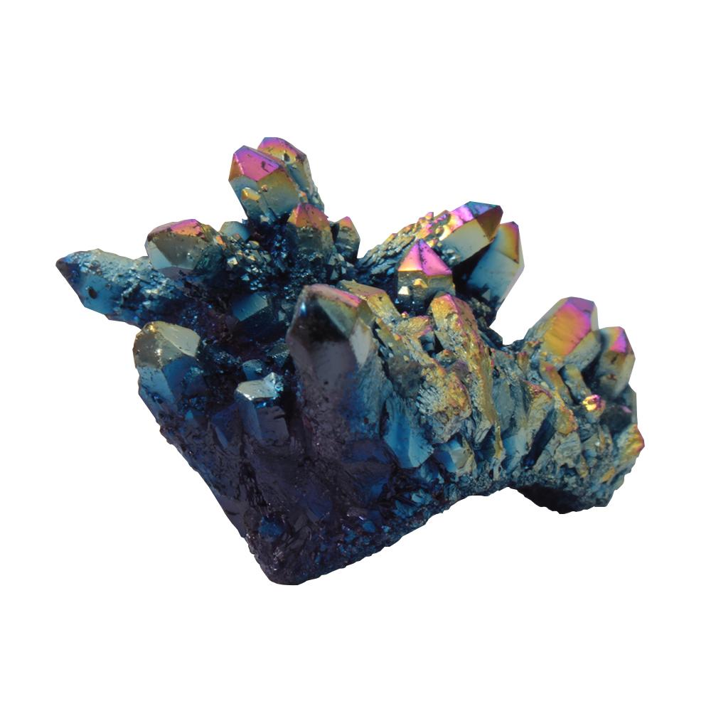 Natural Quartz Crystal Rainbow Titanium Cluster Point Rare Decoration Craft Reiki Stone Can for Healing Specimen Mineral