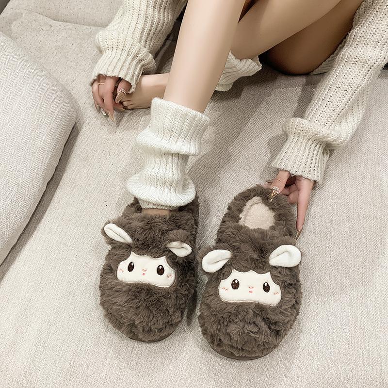 Confinement Baumwollpantoffeln Damen niedlich Lamm Herbst und Winter neu Plüsch warm Zuhause Indoor dicksohlige Pantoffeln