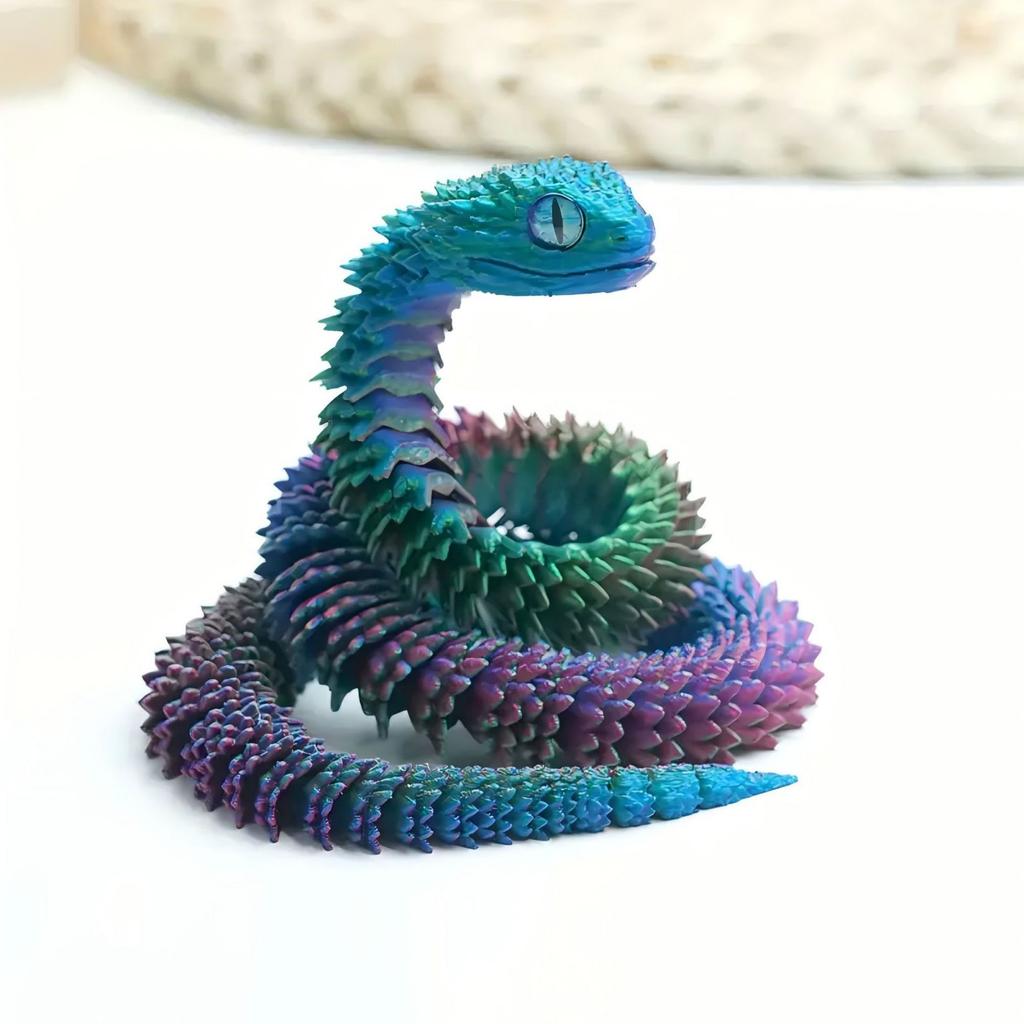Décoration Serpent Imprimée en 3D Modèle Coloré Rapport d'Écailles Animaux Imprimés en 3D Jouet Créatif à Assemblage DIY Accessoires de Bureau Décoration de Pièce Ornement de Table