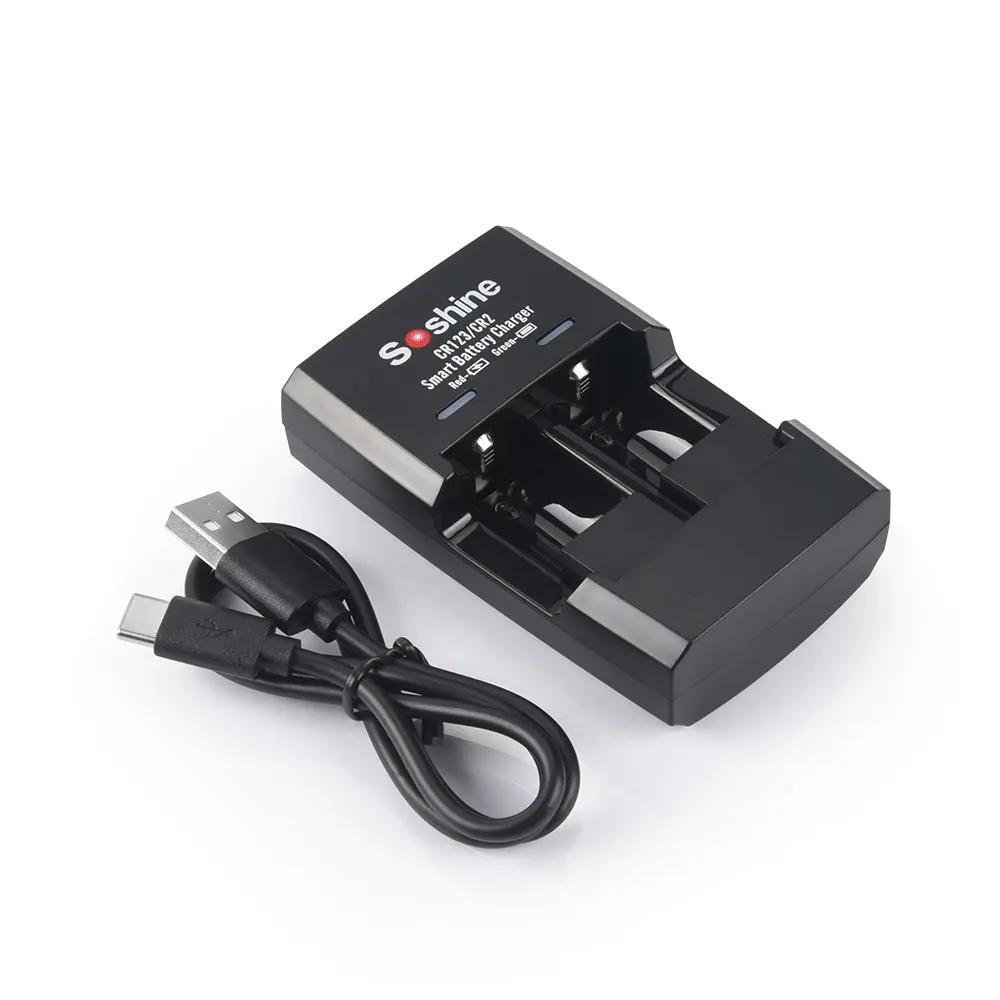 Soshine CR2 Rechargeable Battery and Charger 3.2V 300mAh LiFePo4 Battery for Rangefinders Telescopes Electric Toys Smoke Alarms