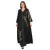 AB309 Dubai Embroidered Sequin Long-Sleeve Dress for Women