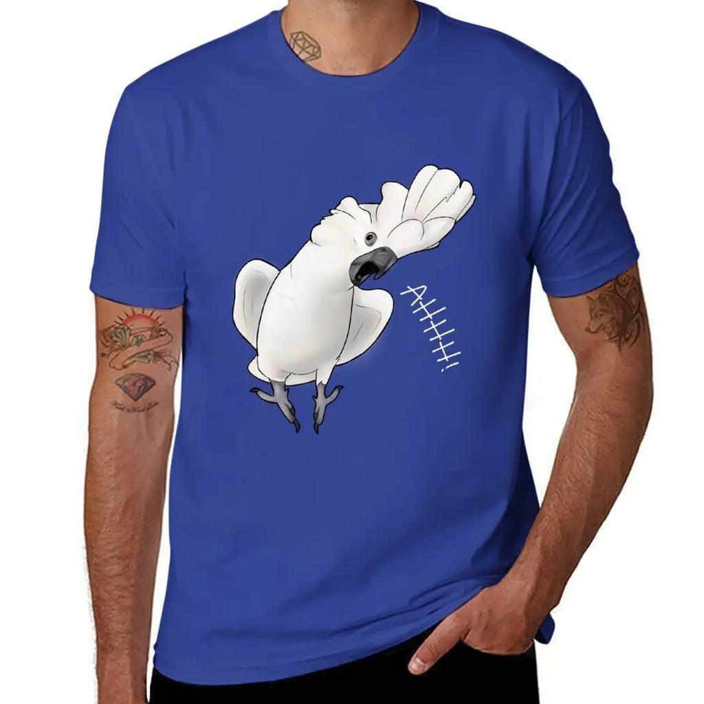 Screaming Cockatoo T-Shirt Graphics Oversizeds Shirts Graphic Tees Boys Whites Mens T Shirts Casual Stylish