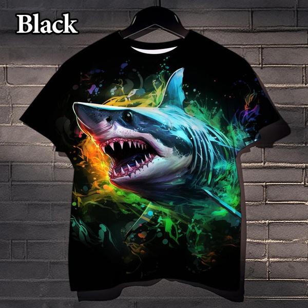 

Летний топ с круглым вырезом и принтом 3D акулы, модные повседневные футболки с короткими рукавами для мужчин XXL