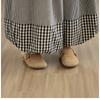 DIMANAF 2026 Summer Beach Plus Size Long Pants Women Plaid Black Elastic Waist Loose Vintage Casual Trousers Pants Print Bottoms