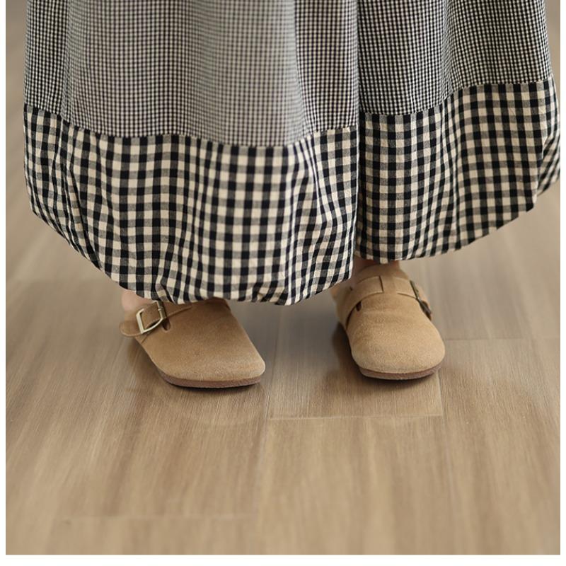 DIMANAF 2026 Summer Beach Plus Size Long Pants Women Plaid Black Elastic Waist Loose Vintage Casual Trousers Pants Print Bottoms