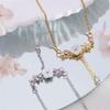 Light Luxury Camellia Zircon Pendant Necklace Stainless Steel Chain Cute Flower Choker Jewelry Birthday Gifts For Women Girls