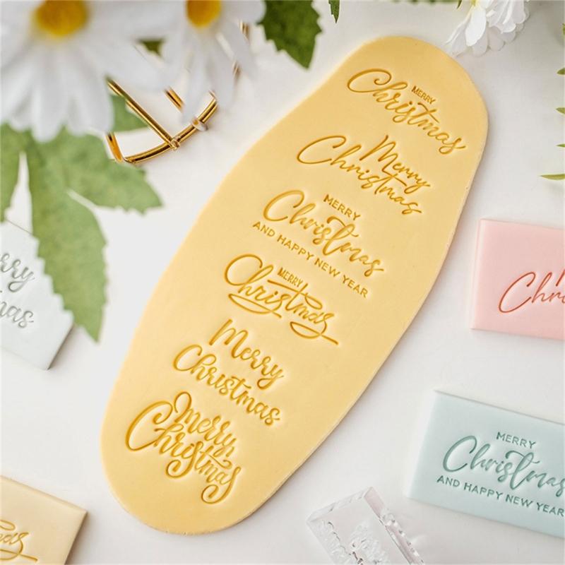 Holiday Themed English Greeting Fondant Molds Acrylic Fondant Moulds Suitable for Creating Unique Christmas Cookie