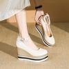 Ronde Neus Wedge Hoge Hak Schoenen voor Vrouwen Platform Veelzijdige Pumps Dikke Zool Vrouwen Casual Schoenen Elegant De Mujer