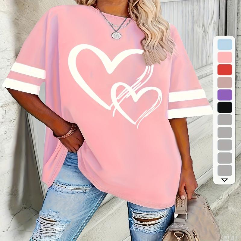 Women's casual short-sleeved love elegant and comfortable pullover T-shirt