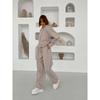 Womens Hooded Zip-Up Sporty Two-Piece Set With Drawstring Pants Casual Streetwear Outfit