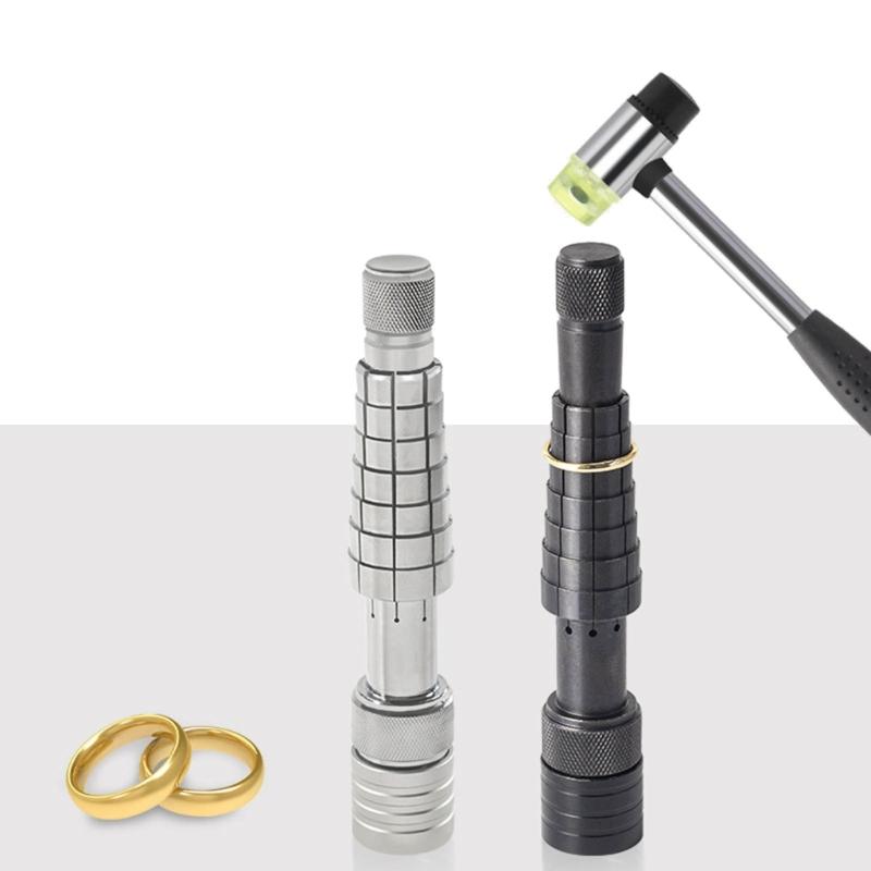 Ring Enlarger Stick with Rubber Hammer Ring Mandrel Sizer Expander Finger Wedding Band Sizer Tool for Jewelry Making