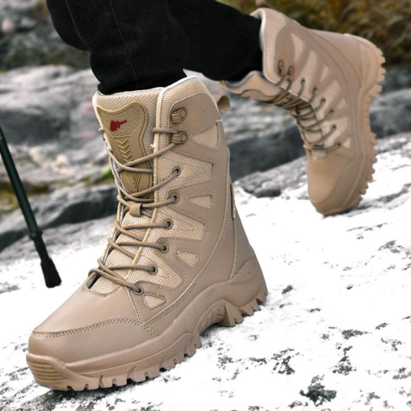 Plush Tactical Combat Boots Winter Snow Boots Hiking Sneakers Warm Work Tactical Shoes High-top Outdoor Tactical Boots