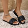 Large Size Flat Bottom Slippers Women's Casual Outer Wear Fashion Woven One Word Mops