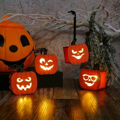 1pc Halloween Pumpkin Lantern Children's Handheld Night Light Ghost Festival Luminous Light Decoration Prop No Need To Use Electricity