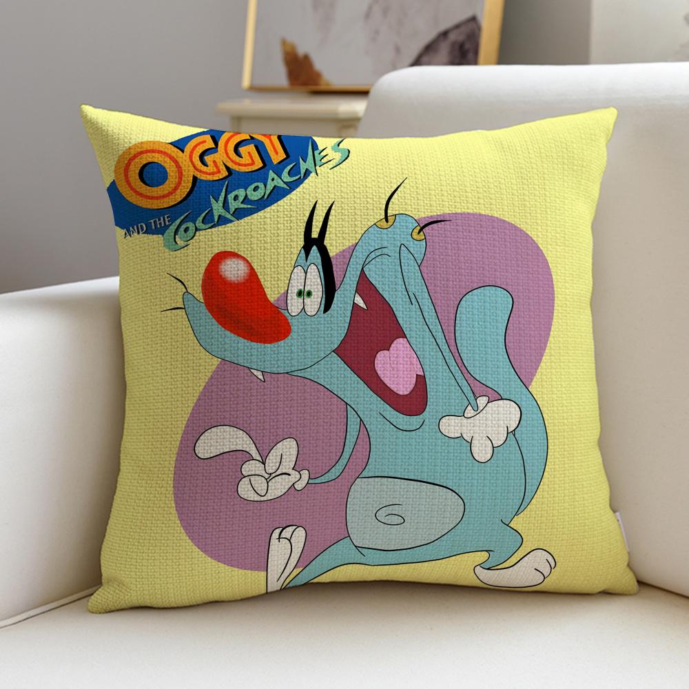 OOggy and the CockroachesS Cushion Cover Breathable and skinfriendly linen pillowcase square removable and washable cushion