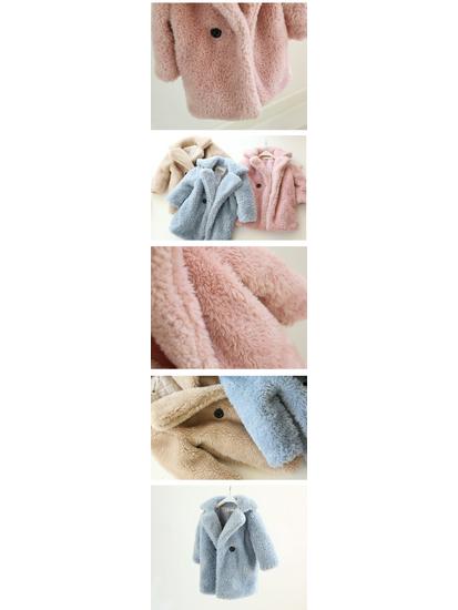 Neuer Herbst- & Winter-Mädchenmantel aus Kunstpelz und Baumwolle mit Partikelvlies - für mittlere & große Kinder