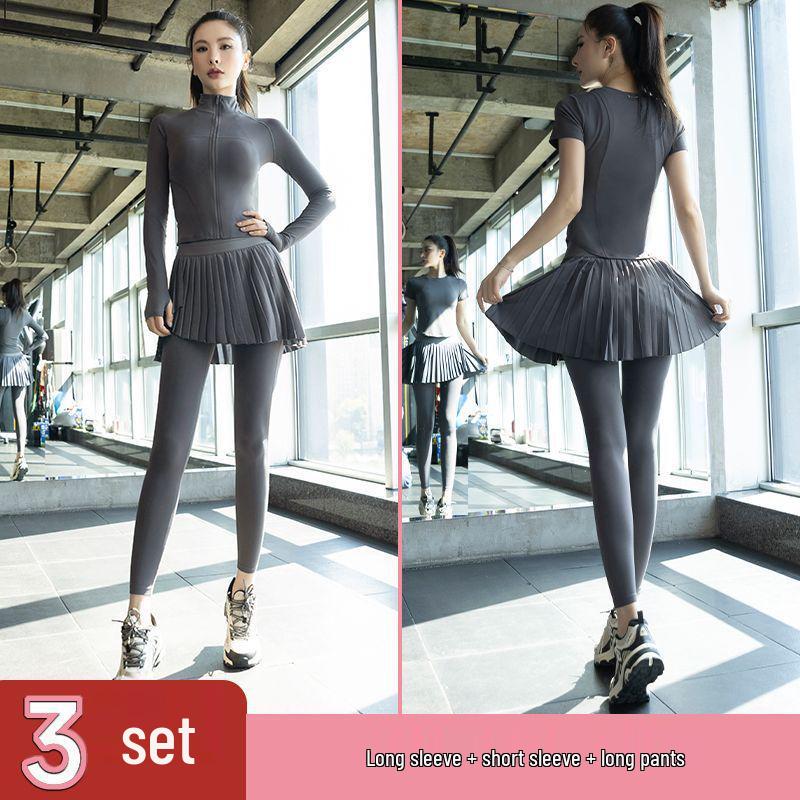 Women's Pleated Skirt & Jacket Quick-Dry Yoga Set
