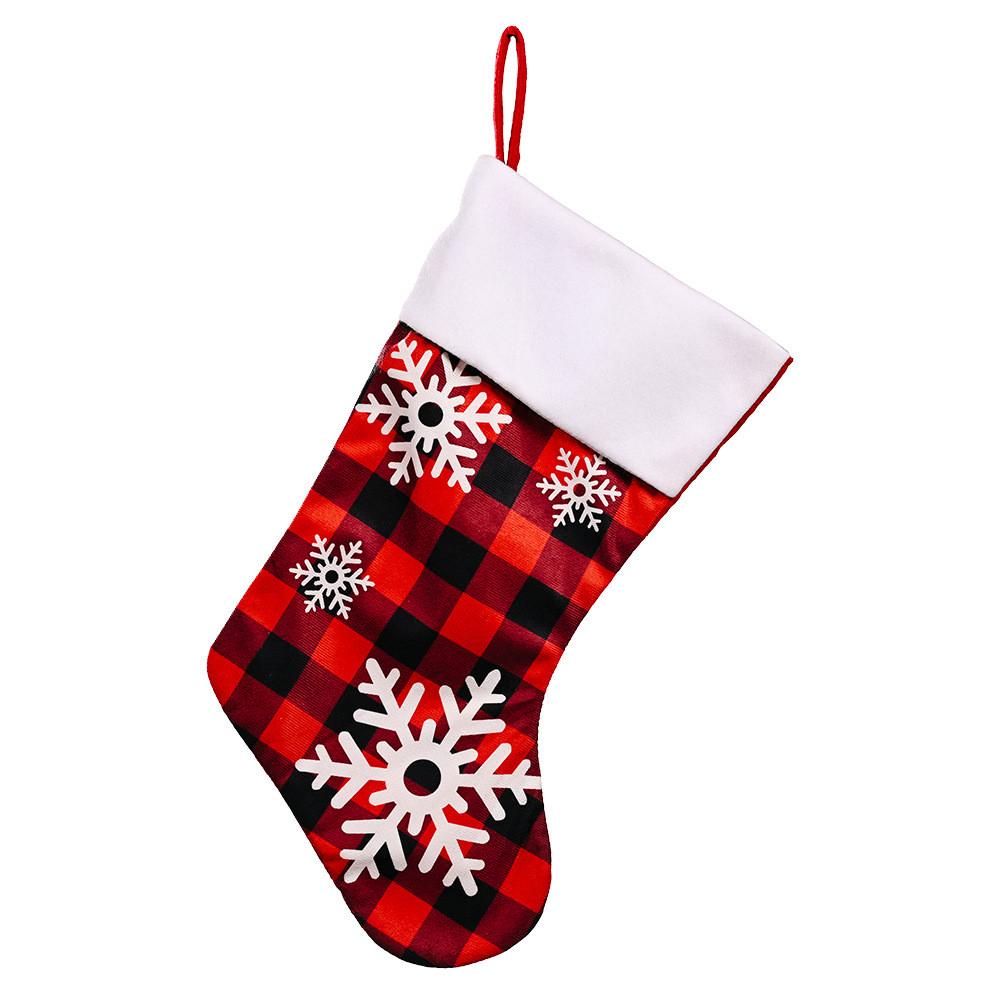 

Decorations Christmas Snowflake Red Black Check Christmas Candy Stocking Gift
