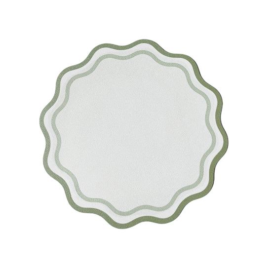 Faux Leather Scalloped Placemat Heat-Resistant Non-slip Heat Insulation Waterproof Dining Table