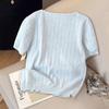 Women's French Style Lace Patchwork Knit Short Sleeve Top