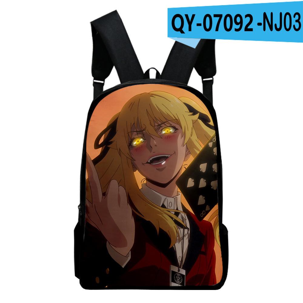 Sac à dos Kakegurui Classique Populaire Nouveauté Sacs d'école élève Impression 3D Oxford Imperméable Sacs à dos pour Ordinateur Portable Garçons/Filles