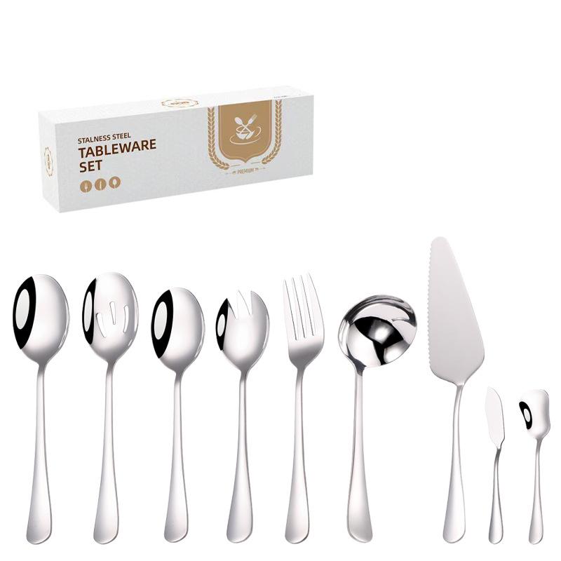 Stainless Steel Common Spoon and Fork Set Banquet Party Service Parting Colander Cake Spoon Dessert Shovel Butter Knife