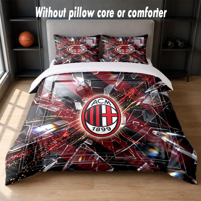 AC Mailand Design Bett Bettwäsche Set 1 Bettbezug + 2 Kissenbezüge Weich Atmungsaktiv Haushalt Bettwäsche