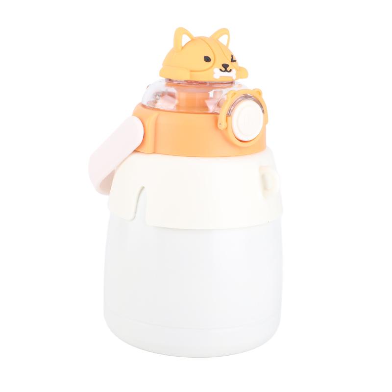 Straw Thermal Cup Large Capacity Stainless Steel Cute Stylish Water Cup for Girls Children Travel Outdoor 950ml