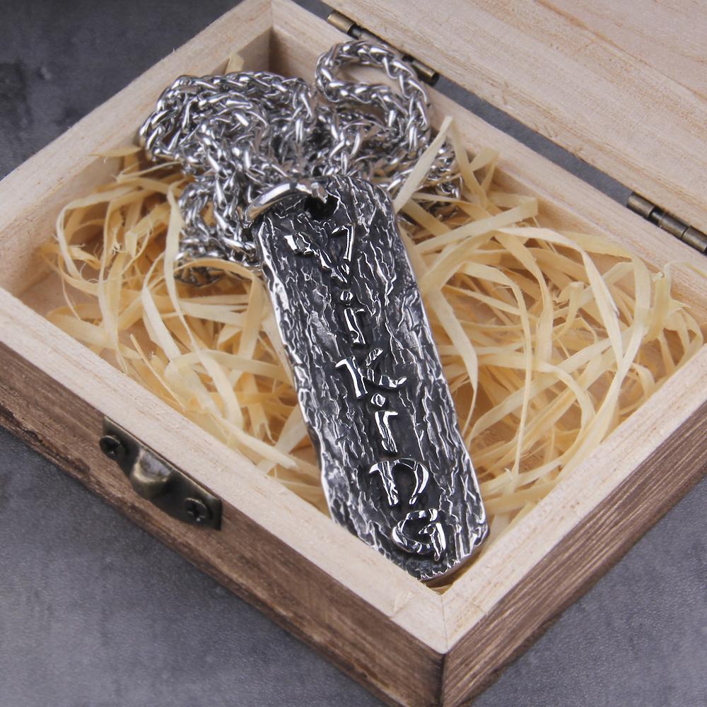

Stainless Steel Viking Pendant Necklace Never Fade with Vikings Wooden Gift Box 60cm