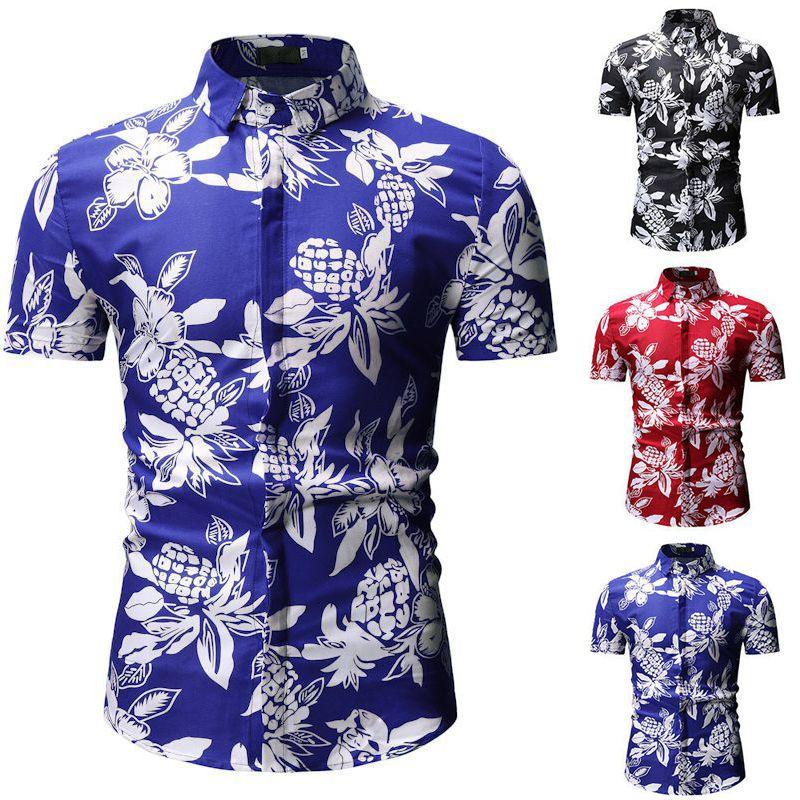 Mens Hawaii Floral Casual Shirt Short Sleeve Luxury Slim Fit Dress Tops Shirts