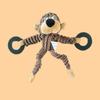 Interactive Dog Toy Squeaky Plush Animal Dog Chew Toy with Rubber Ring Stuffed Sloth Monkey Tug-of-War Toy for Puppy Teething