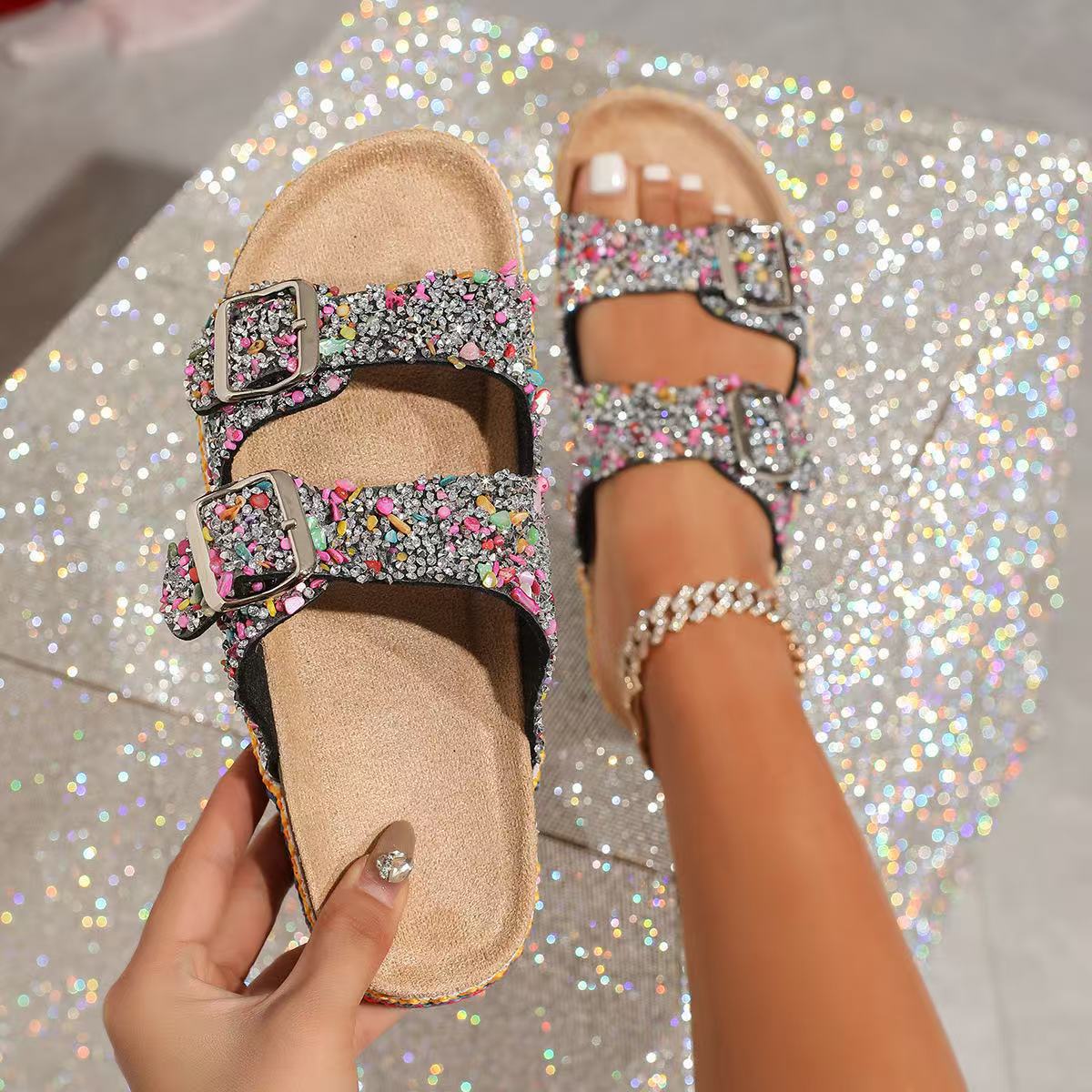 

Fashion Fashion Casual Woman Shoes Summer New Round Flat Shoe Simple Versatile Women Slippers Anti Slip Double Breasted Women s Sandals 36