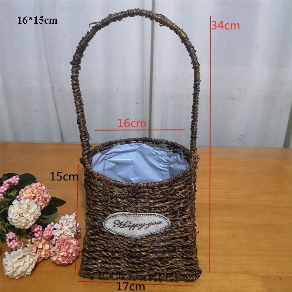 

Handwoven Imitation Rattan Handhold Home Decoration /Restaurant Serving Tabletop Display 16*15cm