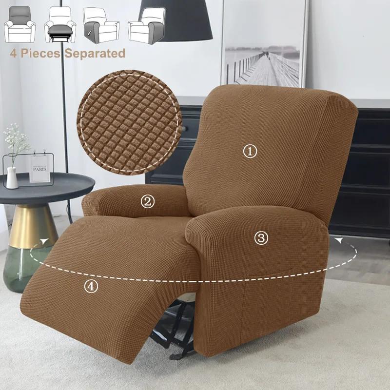 Solid Color Recliner Chair Cover Polar Fleece Non-Slip Single Sofa Covers for Living Room Lazy Boy Relax Armchair Slipcover