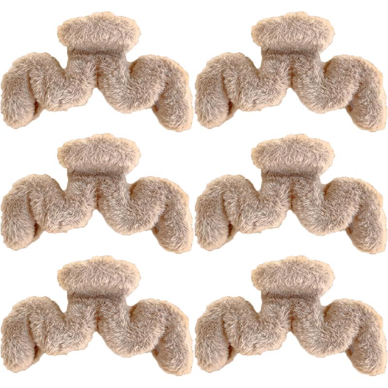 Oversized Plush Hair Clip Women Autumn Winter Wavy Hair Shark Clip Elegant Hair Accessories