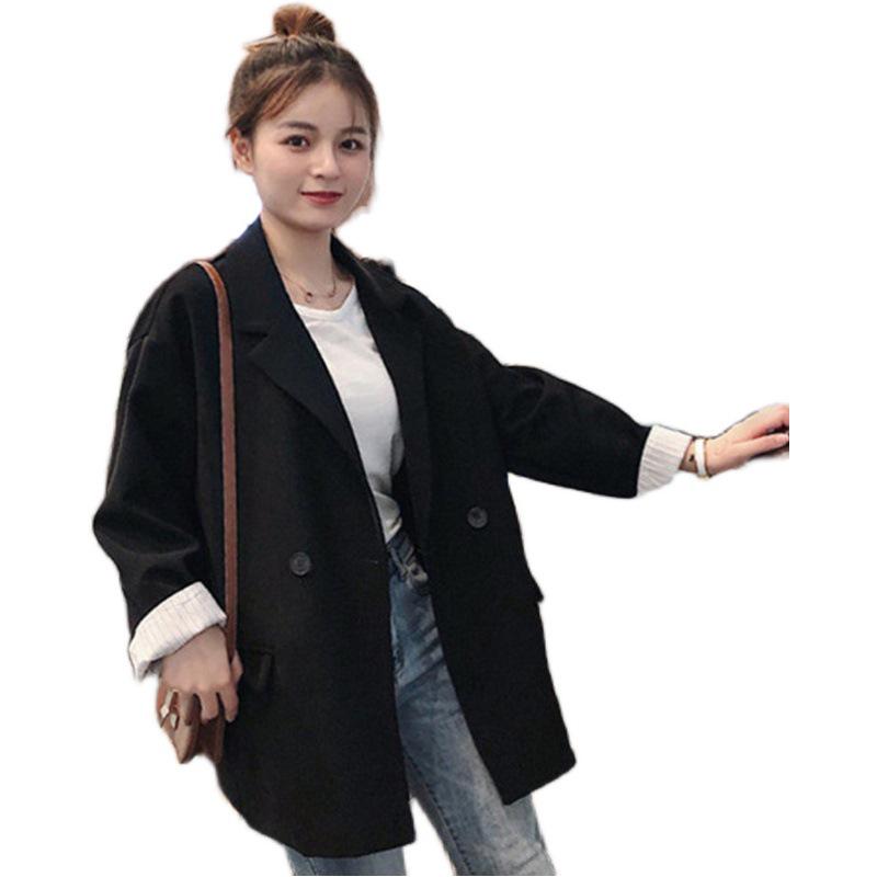 2022 Women's Black Korean Style Loose Casual Chic Suit Jacket - Spring/Autumn