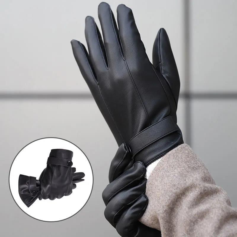 Herren Lederhandschuhe Winter Outdoor Motorradhandschuhe Plus samtdicke Touchscreen-Handschuhe