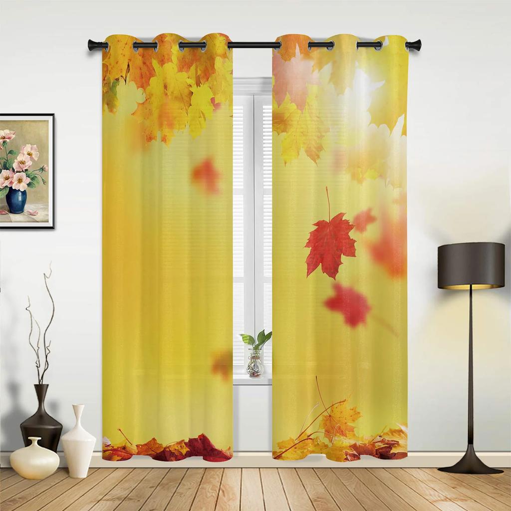 Green Leaf Ginkgo Modern Hall Curtains For Living Room Kitchen Boy Girl Bedroom Long Curtain For Windows Cortinas Home Decor