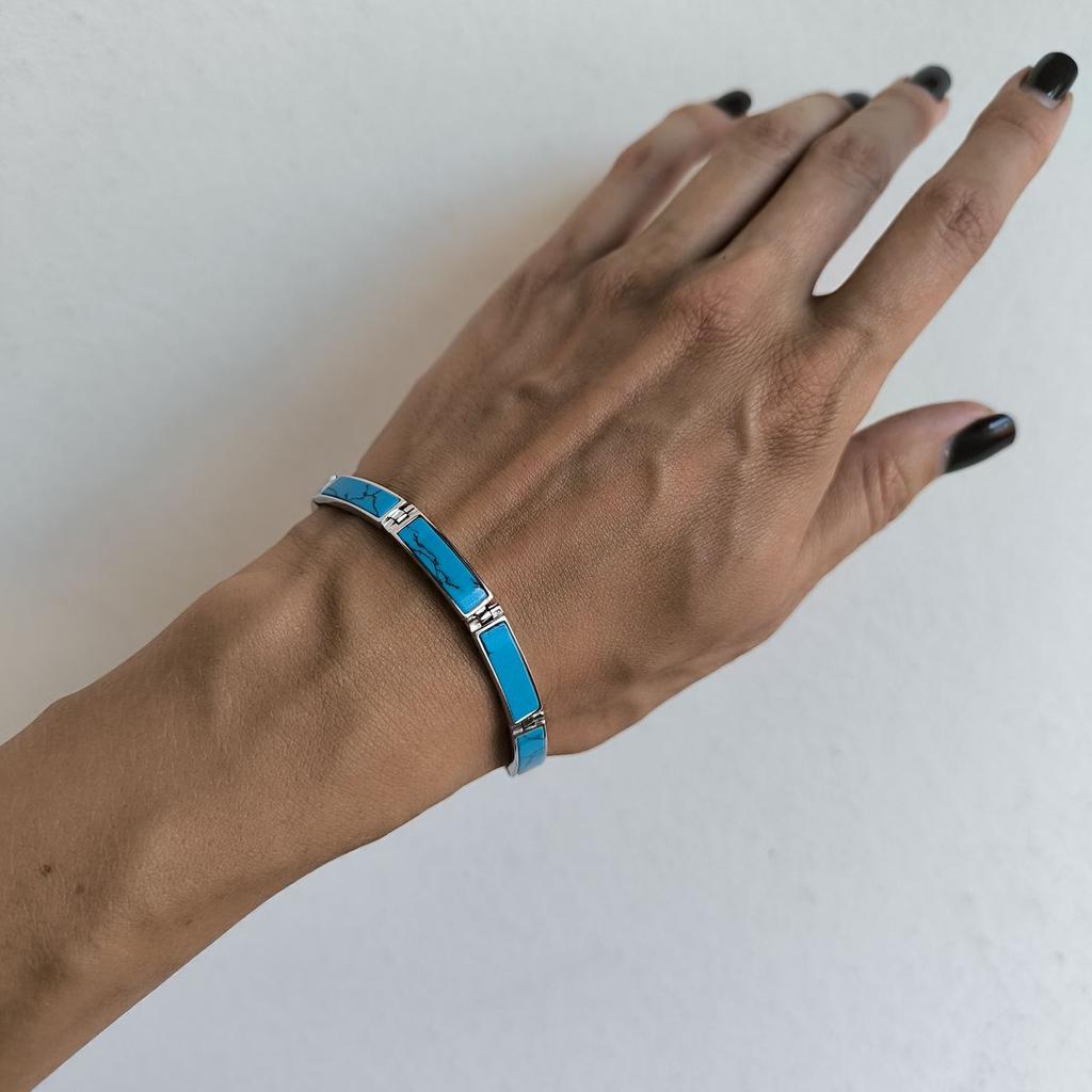 Серебряный браслет с бирюзой, вес изделия 18 гр (60002229)