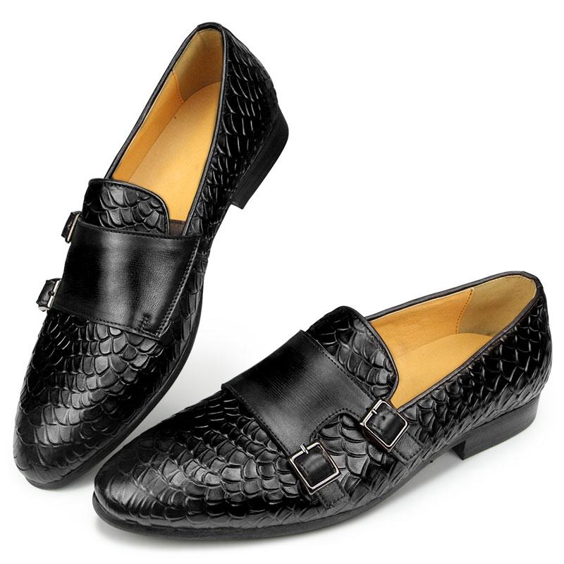 Fashion Popular Loafers Mens Shoes Genuine Leather Snake Printing Wedding Party Casual Dress Shoe for Males Slip-On Comfortable Footwear