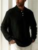 Men's Solid Color Lapel Button-Front Long Sleeve Polo Shirt - Casual, Versatile Top