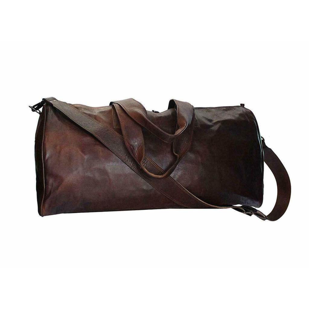 Weekend Luggage Overnight Leather Waxed Bag Genuine Travel Men Duffle Vintage