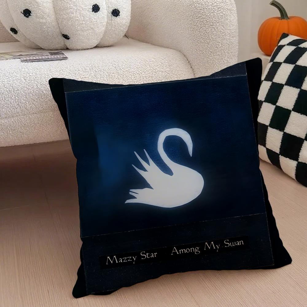 Pop Music Album M-Mazzy Star Pillow Case Anti-dustmite Pillowcase Invisible zipper silky short plush Sofa cushion cover