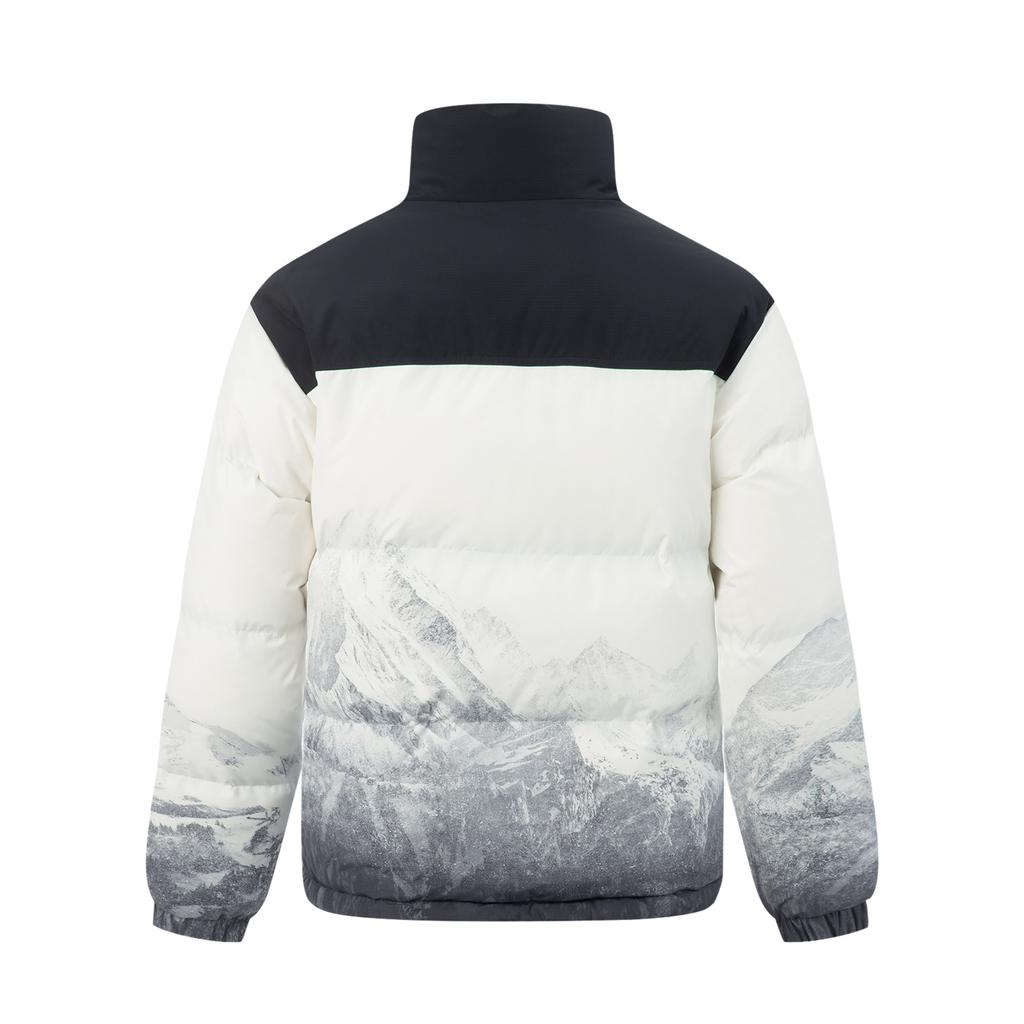 Li Ning Sports Lifestyle Series Simple Casual Versatile Comfortable Warm Short Stand Collar Down Jacket Unisex Outerwear Off-White Black AYMV433-4