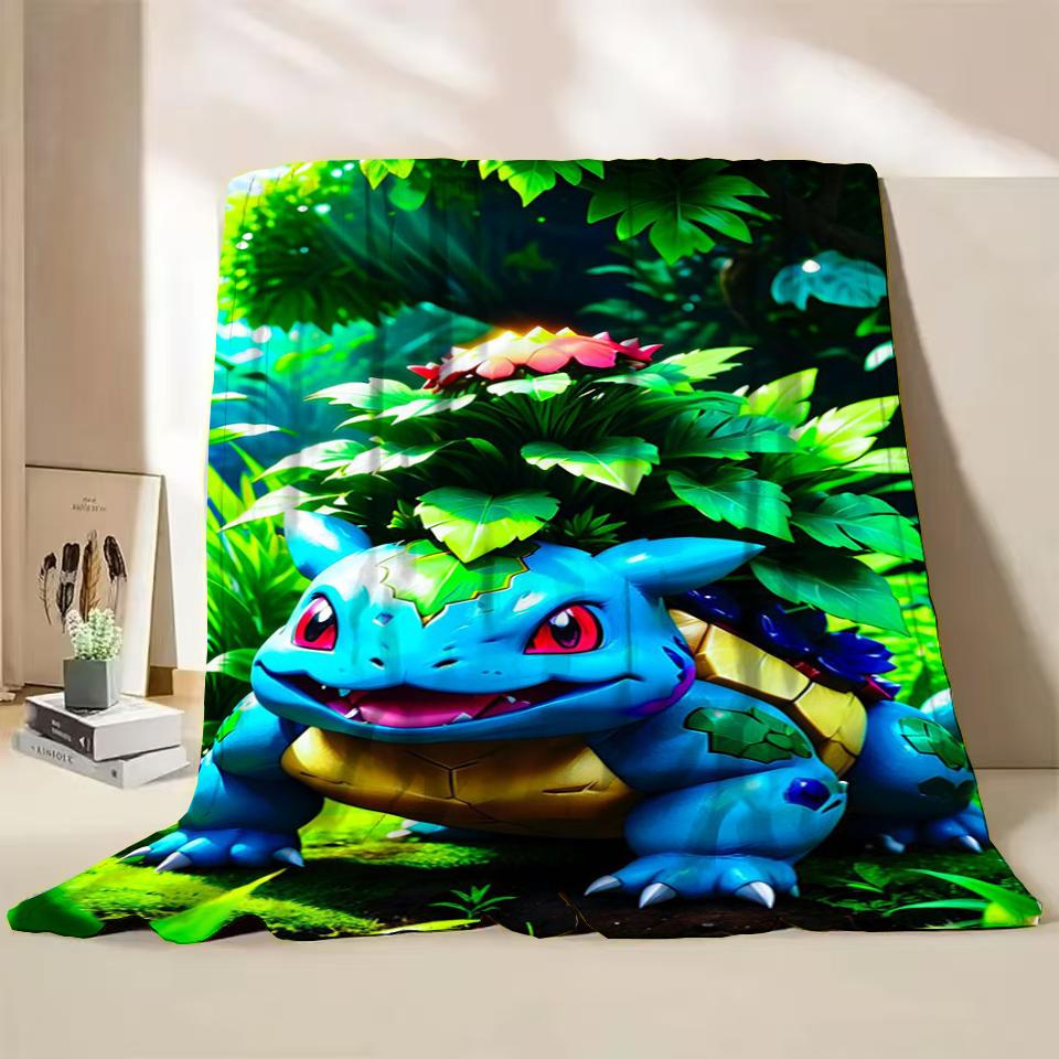 Pokemon Bulbasaur Flannel Throw Blanket for Bed Sofa Home Bedroom Office Travel Children's Cover Blankets Kids Winter Warm Gifts