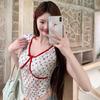 New Mesh Sexy Sweet and Spicy Age-reducing Floral V-neck Short-sleeved T-shirt Women's Summer Slim Top