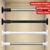 Space-Saving Adjustable Telescopic Hanger - Metal Wall-Mounted with Storage Box, Ideal for Wardrobe, Bathroom, Bedroom, and Living Room Organization