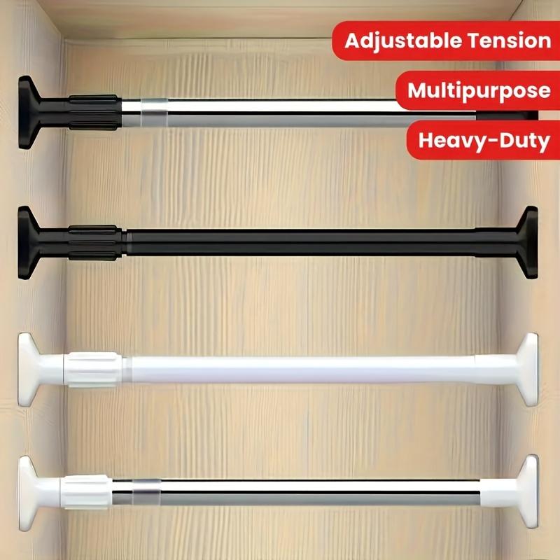 Prostorově úsporný nastavitelný teleskopický věšák - Kovový nástěnný s úložným boxem, Ideální pro organizaci šatníku, koupelny, ložnice a obývacího pokoje