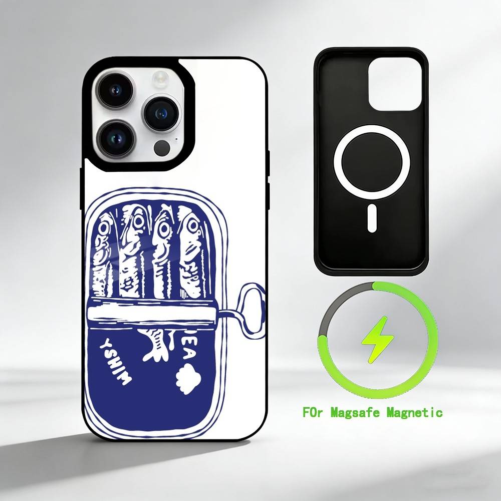C-Canned S-sardines Phone Case For iPhone 17 16 15 14 13 12 Pro Max Plus for Mirror Wireless Magnetic Cover